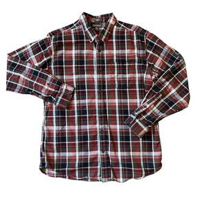 Eddie Bauer Plaid Button Down Classic Fit Large Red Black Green